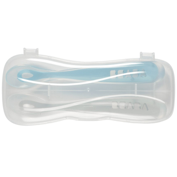 Набір силіконових ложок Beaba, 2 шт., блакитний, сірий (913468) - Pampik - 3