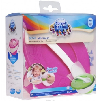 Тарілочка з кришкою і ложкою Canpol babies, 350 мл, рожевий (31/406_pin) - Pampik - 4
