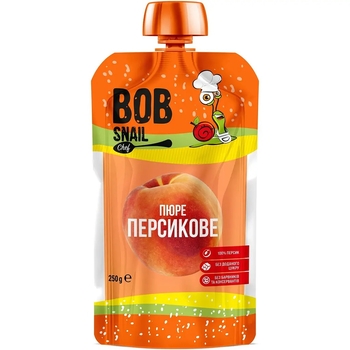 Пюре фруктовое Bob Snail Персик, пастеризованное, 2.5 кг (10 шт. по 250 г) - Pampik - 2