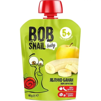 Пюре фруктове Bob Snail Яблуко-банан, пастеризоване, 900 г (10 шт. по 90 г) - Pampik - 2