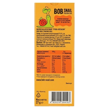 Фруктовый мармелад Bob Snail Груша-Апельсин, 27 г - Pampik - 3