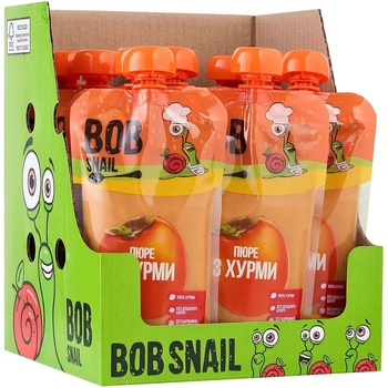 Пюре фруктове Bob Snail Хурма, пастеризоване, 2.5 кг (10 шт. по 250 г) - Pampik