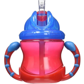 Поїльник Nuby Вбудований клапан з трубочкою-непроливайкою, 240 мл, червоний (NV0404002red) - Pampik