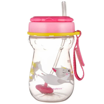 Чашка із силіконовою трубочкою і обтяжувачем Canpol Babies Котик, 350 мл, рожевий (56/521) - Pampik - 5