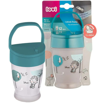 Чашка-непроливайка Lovi Lovely Boy з силіконовою трубочкою, 250 мл, бірюзовий (35/354boy) - Pampik - 4