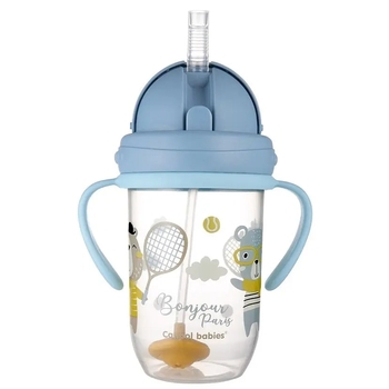 Чашка непроливайка з трубочкою та обважувачем Canpol Babies Bonjour Paris, 270 мл, блакитний (56/607_blu) - Pampik - 3