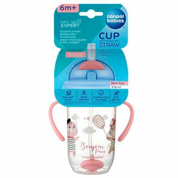 Чашка непроливайка з трубочкою і обважувачем Canpol Babies Bonjour Paris, 270 мл, червоний (56/607_red) - Pampik - 5