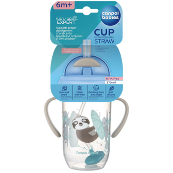 Чашка непроливайка з трубочкою і обважувачем Canpol Babies Exotic, 270 мл, сірий (56/606_grey) - Pampik - 5
