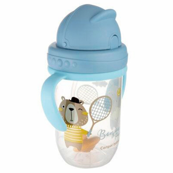 Чашка непроливайка з трубочкою та обважувачем Canpol Babies Bonjour Paris, 270 мл, блакитний (56/607_blu) - Pampik - 2