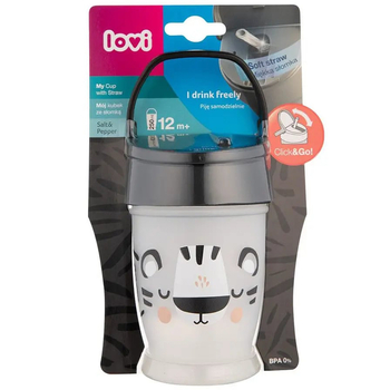 Чашка-непроливайка Lovi Salt & Pepper, з силіконовою трубочкою, 250 мл, синій (35/356) - Pampik - 5