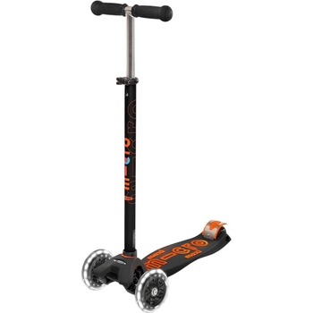 Самокат Micro Maxi Deluxe LED, чорний з помаранчевим (MMD143) - Pampik