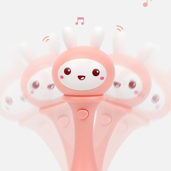 Погремушка-грызунок Beiens Зайчик музыкальный, розовый (YZ02pink) - Pampik - 2