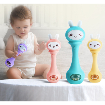 Погремушка-грызунок Beiens Зайчик музыкальный, розовый (YZ02pink) - Pampik - 13