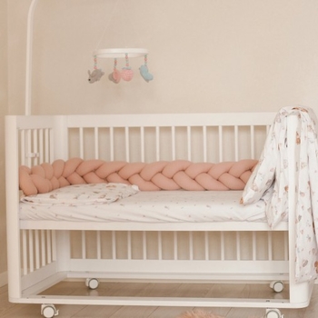 Защитный бортик Tweeto Косичка, 220х15 см, пудровый (Т 145) - Pampik - 7