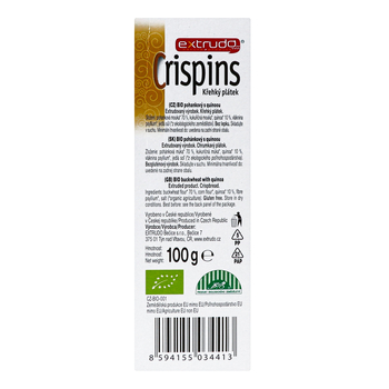 Органические хлебцы Extrudo Crispins с гречкой и киноа, 100 г - Pampik - 3