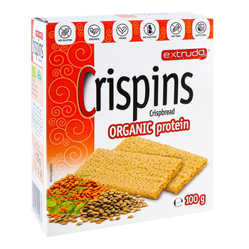 Органічні хлібці Extrudo Crispins з протеїном, 100 г - Pampik