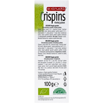 Органические хлебцы Extrudo Crispins с овощами, 100 г - Pampik - 3