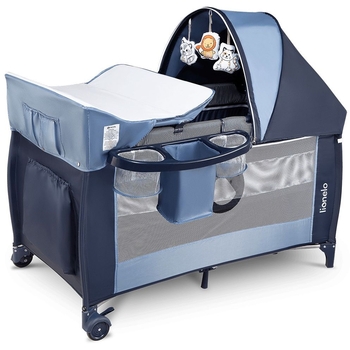Манеж-кроватка Lionelo Sven Plus Blue navy, темно-синий (LO.SV10) - Pampik