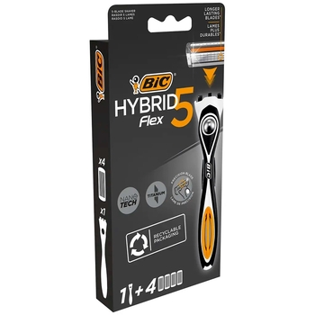 Станок для бритья BIC Flex 5 Hibrid, с 4 сменными картриджами, мужской - Pampik - 2
