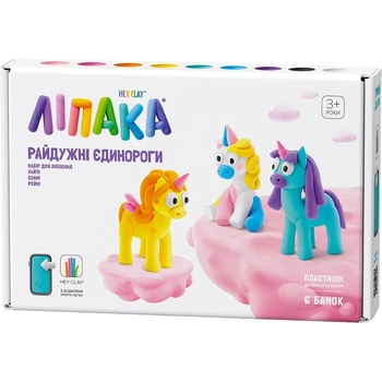 Набір самозатвердіючого пластиліну Ліпака Райдужні єдиногори: Лайті, Санні, Рейні (60053-UA01) - Pampik
