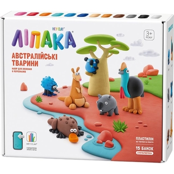 Меганабор самозатвердевающего пластилина Ліпака Австралийские животные (15027-UA01) - Pampik