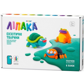 Набір самозатвердіючого пластиліну Ліпака Екзотичні тварини: Тарантул, черепаха, помаранчева жаба, 245 г (60050-UA01) - Pampik