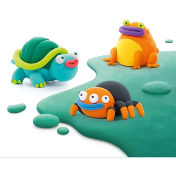 Набір самозатвердіючого пластиліну Ліпака Екзотичні тварини: Тарантул, черепаха, помаранчева жаба, 245 г (60050-UA01) - Pampik - 6