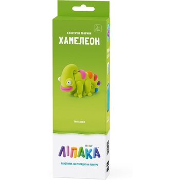 Набор самозатвердевающего пластилина Ліпака Экзотические животные: Хамелеон, 103 г (30123-UA01) - Pampik