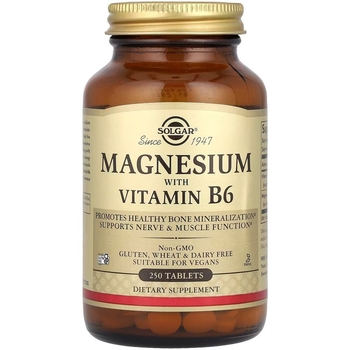 Вітаміни та мінерали Solgar Магній та Вітамін В6, 250 таблеток - Pampik