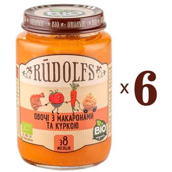 Набір пюре Rudolfs Овочі з макаронами і куркою 1140 г (6 уп. по 190 г) - Pampik