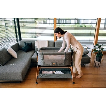 Приставная кроватка и стульчик для кормления FreeON Nest & Feed 2 в 1, серый (84959) - Pampik - 6