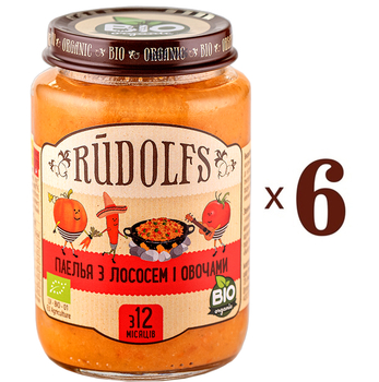 Набор пюре Rudolfs Паэлья с лососем и овощами, 1140 г (6 уп. по 190 г) - Pampik