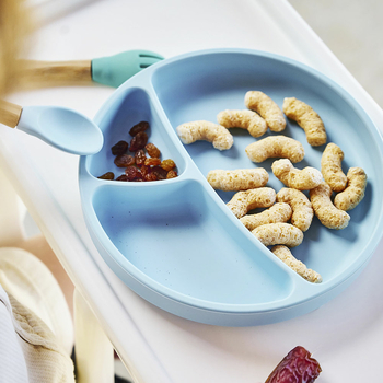 Секційна силіконова тарілка на присосці MinikOiOi Portions Mineral Blue (101050003) - Pampik - 3