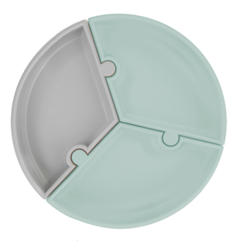 Секційна силіконова тарілка на присосці MinikOiOi Puzzle River Green / Powder Grey (101050055) - Pampik