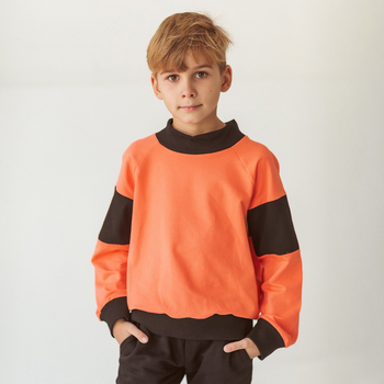 Світшот Garnamama Basic Sweatshirt 2-х нитка 128 Оранжевый Черный (937853.1274132) - Pampik - 7