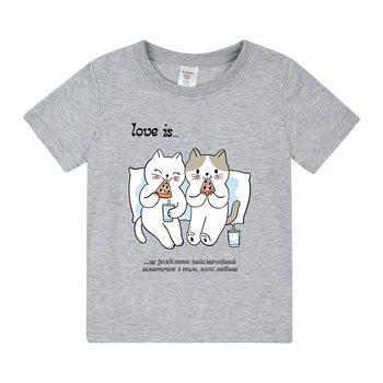 Футболка Garnamama Basic t-shirt Love is 110-116 Серый (1035833.14005225) - Pampik