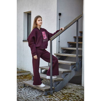 Спортивні штани на флісі Garnamama Oversize sport прямі 128 Бордовий (1042888.1407267) - Pampik - 2