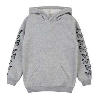 Худі на флісі Garnamama Hoodie soft Butterflies 140 Серый (973291.1331263) - Pampik