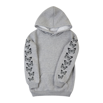 Худі на флісі Garnamama Hoodie soft Butterflies 140 Серый (973291.1331263) - Pampik - 6