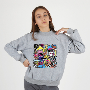 Світшот Garnamama Sweatshirt Graffiti 122 Сірий (976025.1333311) - Pampik