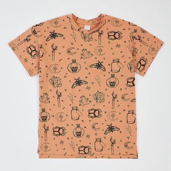 Футболка Garnamama Summer 2024 t-shirt oversize Tattoo 134-140 Коричневый (999488.1359651) - Pampik