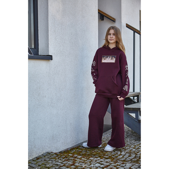 Спортивні штани на флісі Garnamama Oversize sport прямі 128 Бордовий (1042888.1407267) - Pampik