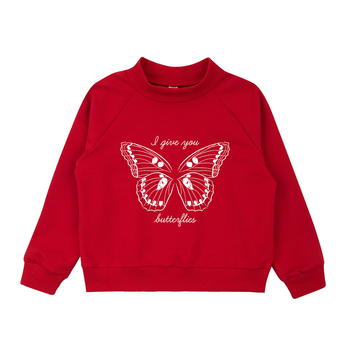 Світшот Garnamama Sweatshirt Butterflies 2-х нитка 164 Красный (975987.1331305) - Pampik - 6