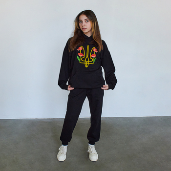 Худі Garnamama Basic Hoodie 2-х нитка наклейка вышиванка 152 Черный (1052155.1418011) - Pampik