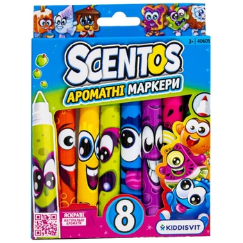 Набір ароматних маркерів для малювання Scentos Плавна Лінія, 8 кольорів (40605) - Pampik