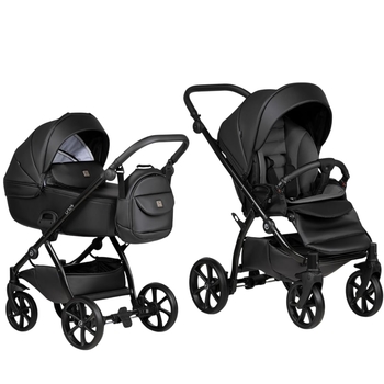 Универсальная коляска 2 в 1 Tutis UNO 5+ Leather collection Jet Black - Pampik