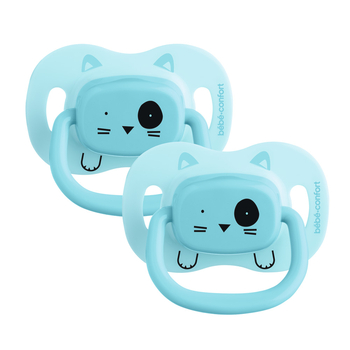 Пустушка силіконова реверсивна Bebe Confort Minimalistic Animals, симетрична, 0-6 мес., 2 шт., синій (3104202010) - Pampik - 2