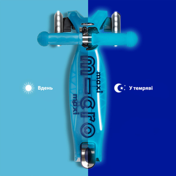 Самокат Micro Maxi Deluxe Glow LED Plus Синій кришталь (MMD377) - Pampik - 8