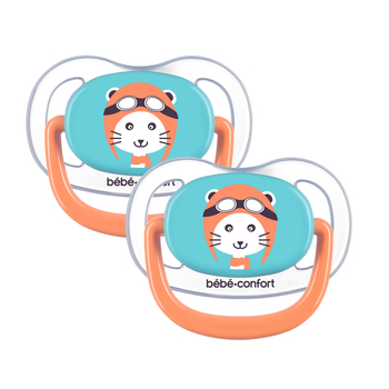 Пустышка силиконовая Bebe Confort Physio Air, анатомическая, 0-6 мес., 2 шт., синий и оранжевый (3104201770) - Pampik - 2