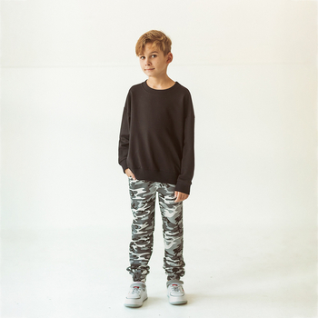 Світшот Garnamama Basic Sweatshirt 2-х нитка 122 Чорний (947299.1303601) - Pampik